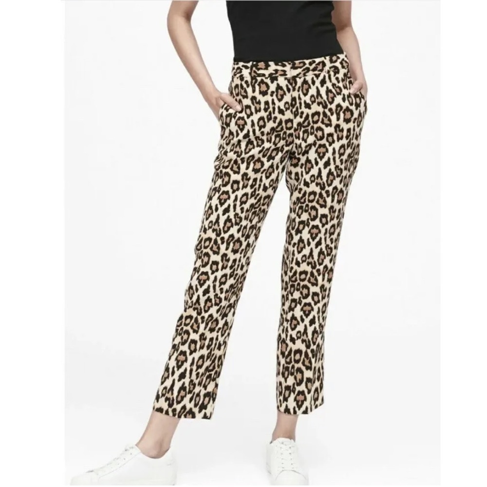 Banana Republic avery trouser ankle pants animal print leopard brown size 2 new